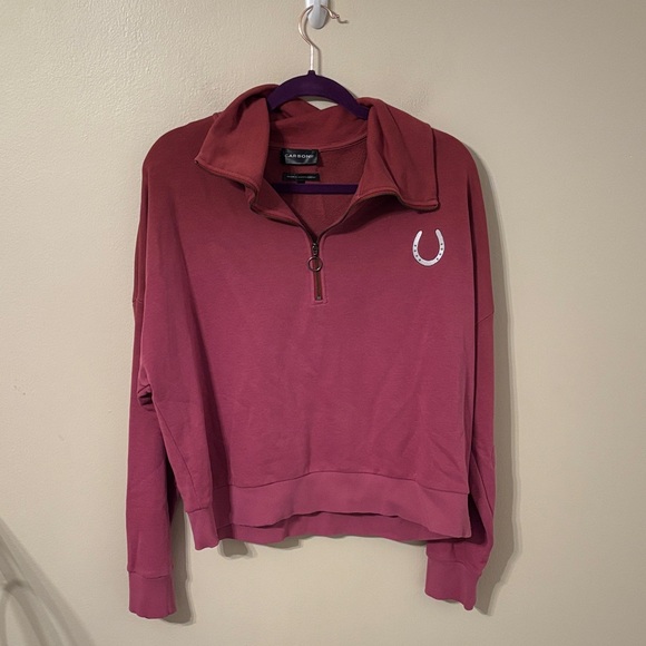 Carbon38 Tops - Carbon38 Ombré Half Zip Organic Cotton Blend Horseshoe Pullover Sweatshirt